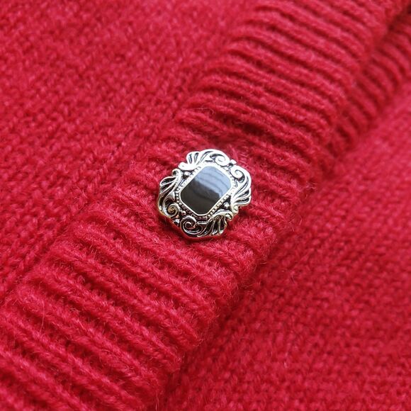 Mackinnon of Scotland Wool Cardigan Sz M Long Red Button Up Tunic Holiday Preppy - Picture 5 of 9